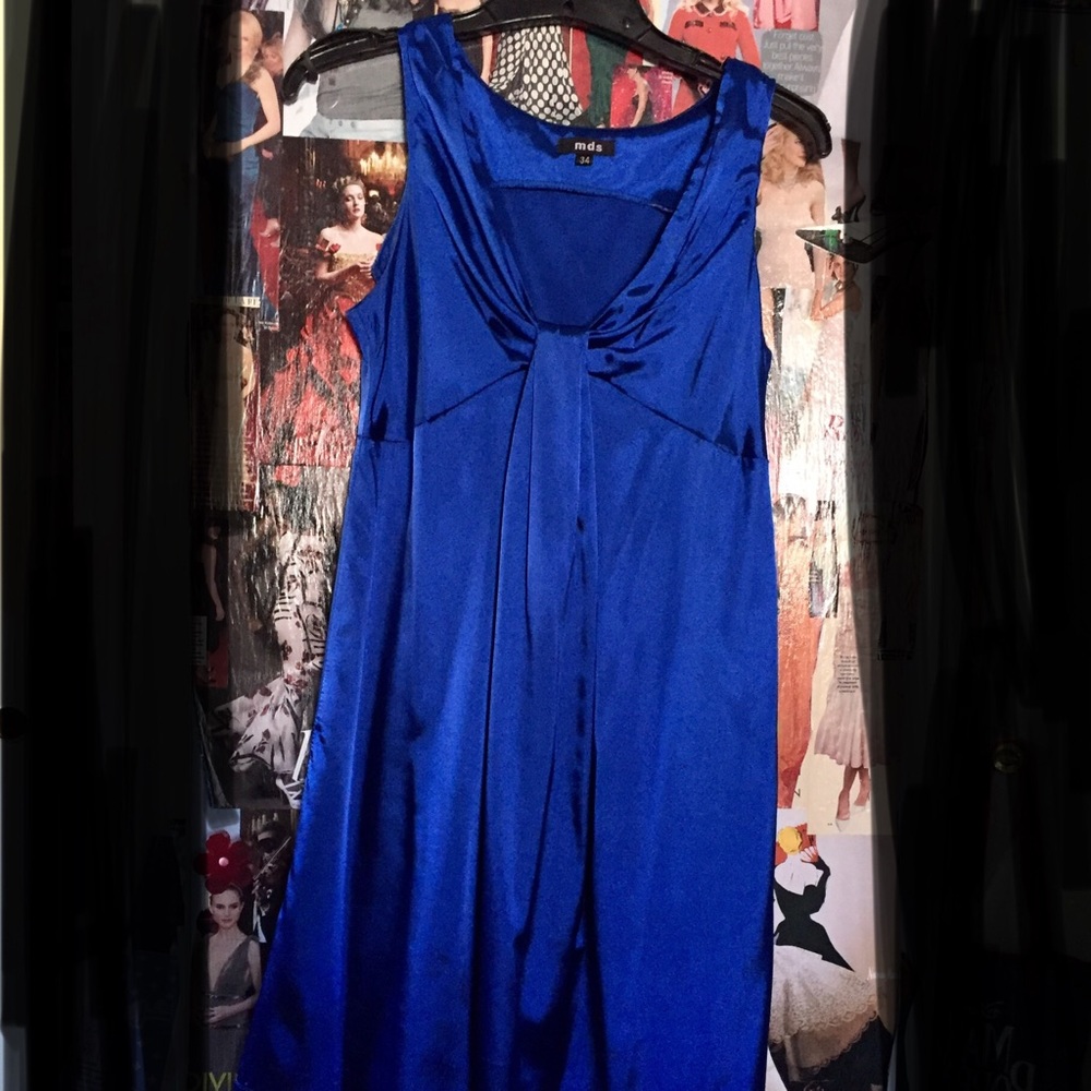 Royal blue satin cocktail dress M